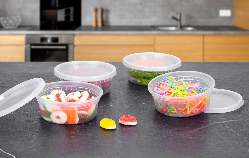 EDI [12 OZ, 50 Sets] Plastic Deli Food Storage Containers with Airtight Lids | Microwave-, Freezer-, Dishwasher-Safe | BPA Free | Heavy-Duty | Meal Prep | Leakproof | Recyclable - Image 5